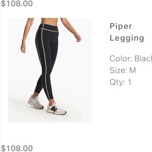 Vuori Piper leggings. black with tan stripes
